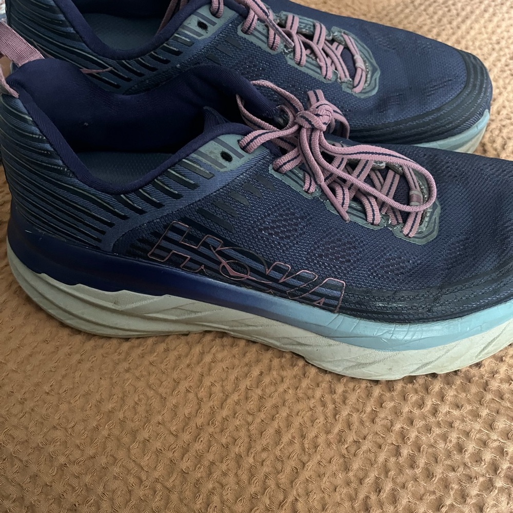 Hoka Blue and Purple Athletic Shoes with Cushioned Support
